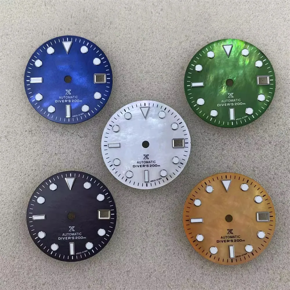 

New Watch Dial 29mm Green Luminous NH35 Dial for NH35 NH36 4R36 Movement Single Calendar Watch Faces Replacement Accessories