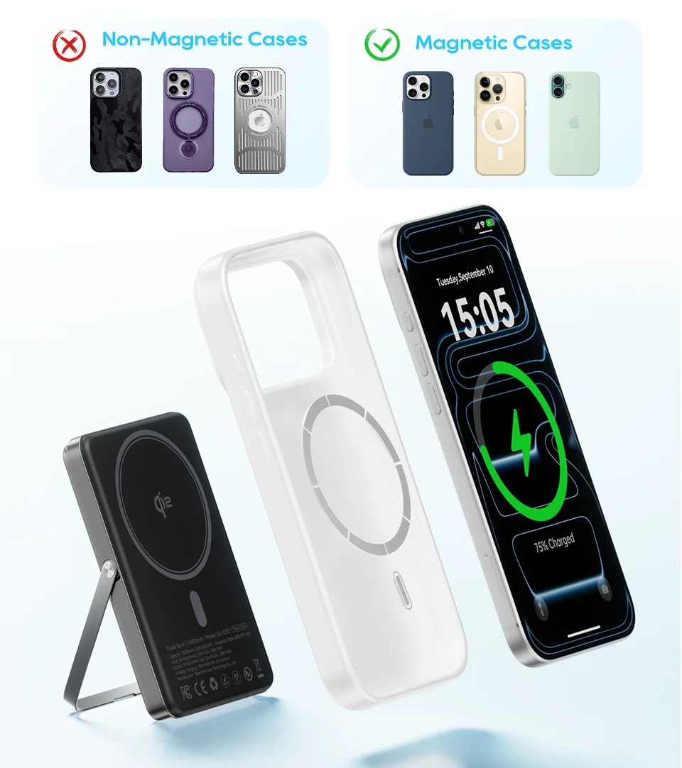 Kuulaa Qi2 Magnetic Power Bank 10000mAh Stand PD 20W