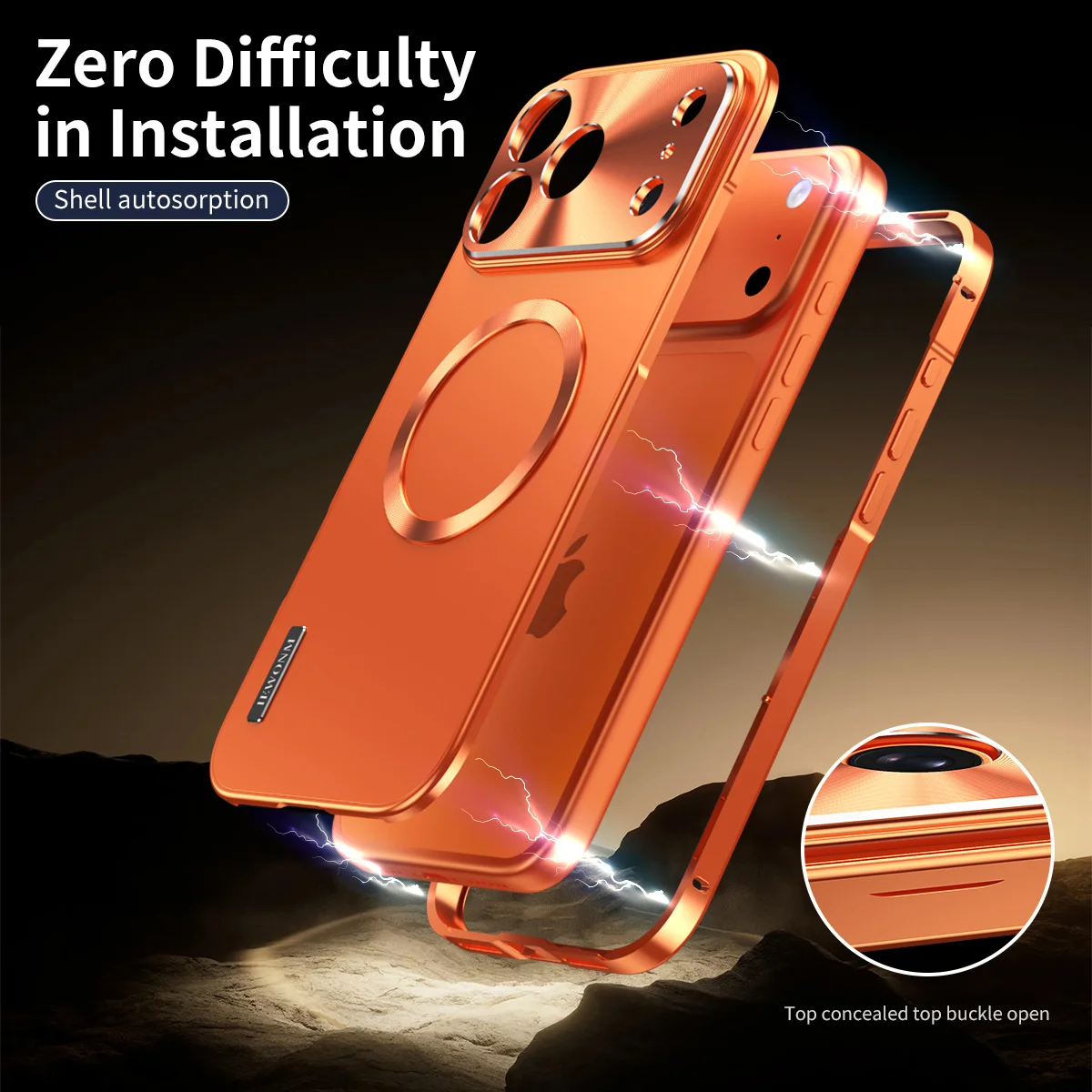 Sleek All-Aluminum Magnetic Suction Frosted Phone Case with Shock-Absorbing Ultra-Thin Design