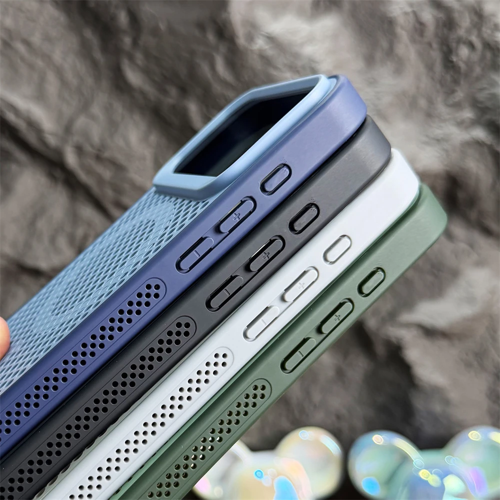 Honeycomb Heat Dissipation Shockproof Case with Magsafe-Compatible Magnetic Breathable Cover