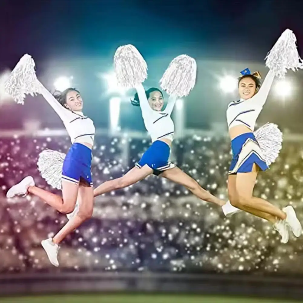 Children's Cheerleading Pom Poms with Handle Cheer Balls Gold Yellow Pink Red Green Blue for Women Girl Kids Pompoms Accessories