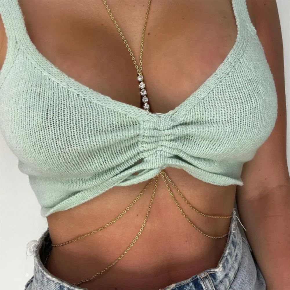 Sexy Crystal Body Chain Women  Body Chain Jewelry Belly Sexy - Gold Color  Body - Aliexpress