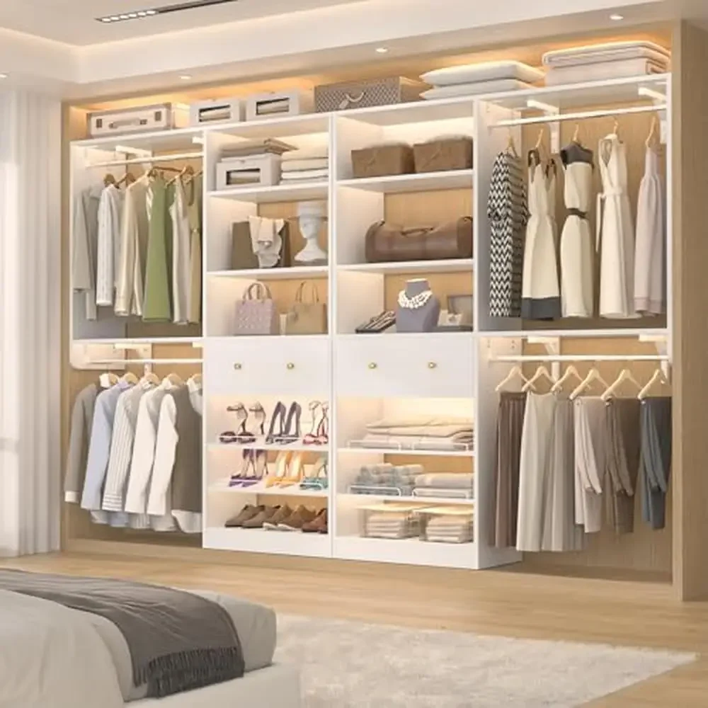 5FT Wood Closet Organizer System with Storage Drawer and Adjustable Shelves Modern Walk In Closet Rack 4