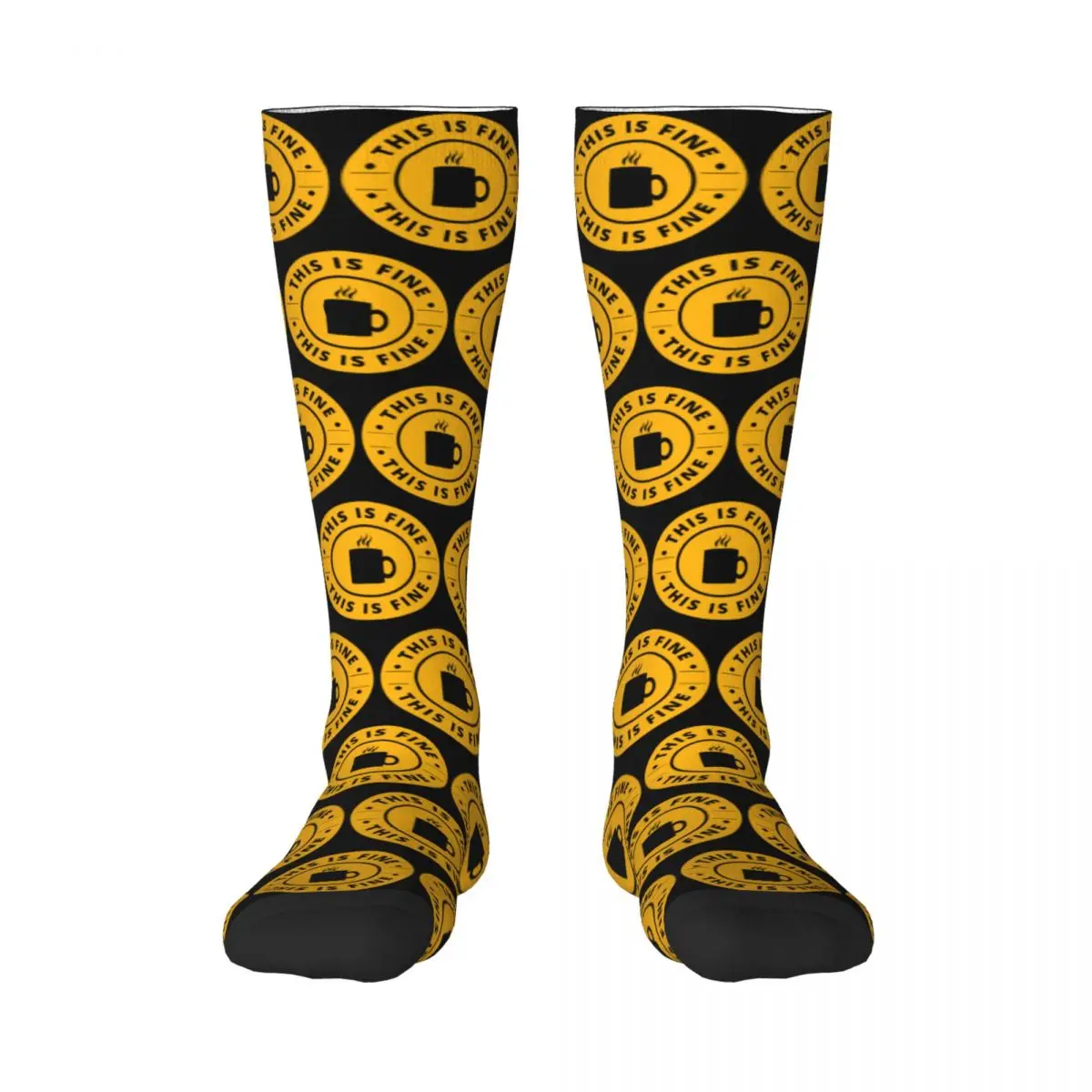 

Adult Stockings Casual This Is Fine Meme 10 High elasticity Funny Geek Novelty Retro Elastic Stockings