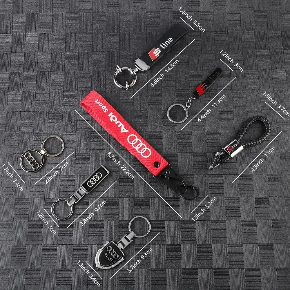 금속 가죽 자동차 로고 키 체인, 3D 키링, 아우디 S 라인 S3 RS4 A4 B5 B6 A3 8P 8V 8L A5 A6 C6 C5 A1 A7 A8 Q2 Q3 TT용