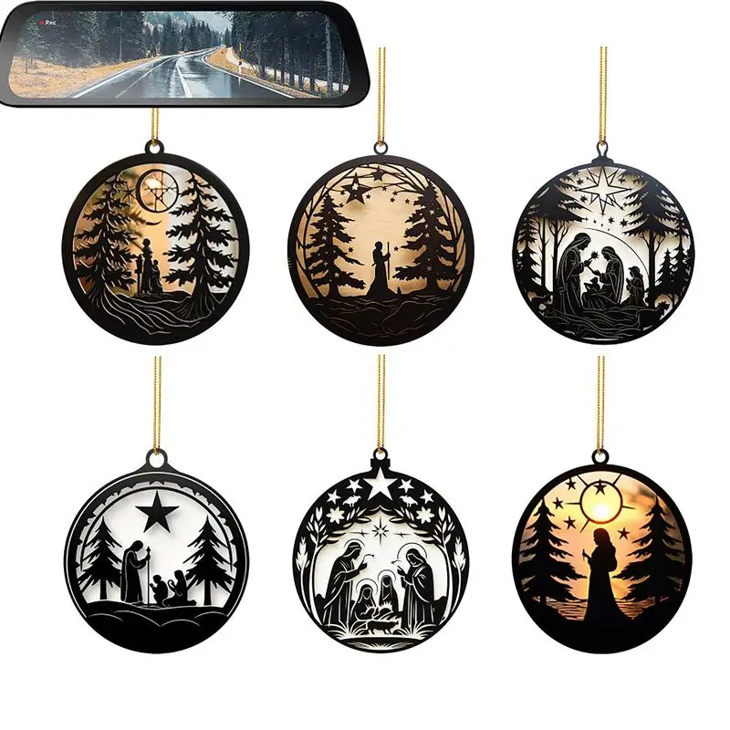 

Acrylic Nativity Set Pendants 6pcs Atmospheric Nativity Set Acrylic Pendant Seasonal Decors For Car Mirrors Key Chains Backpacks