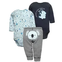 3PCS Baby Bodysuits+Pants Cotton Newborn Baby Boy Clothes Summer Cartton Kids Clothing Sets 0-24 Moth Bebe Jumpsuit 3