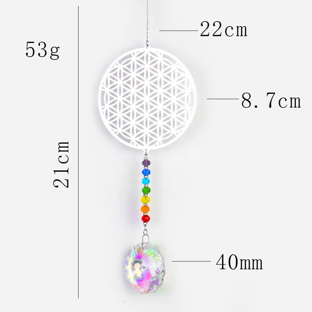 Virág Alakú Napsütő Medál Aurora Mandala Crystal Prizma Szivárványkészítő Csakra Jóga Lógó Otthoni Esküvői Ablak Dekoráció - Image 6