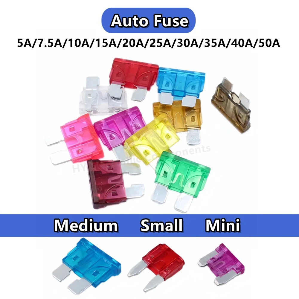 Fuses Standard Mini Micro Car Fuse 5A 7.5A 10A 15A 20A 25A 30A 35A 40A 50A Clip Fuse for Car Truck Mini Small Medium 10pcs
