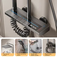 Smart Digital Display Shower System Set Bathroom Grey Bath Showers Set Apartment Bathtub Rainfall Shower Faucet Full Set 2