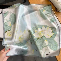 100% Real Silk Scarf Women Design Square Small Luxury Brand Handkerchiefs Hair Ribbon Headband Neckerchief Female Bandana 2024 2