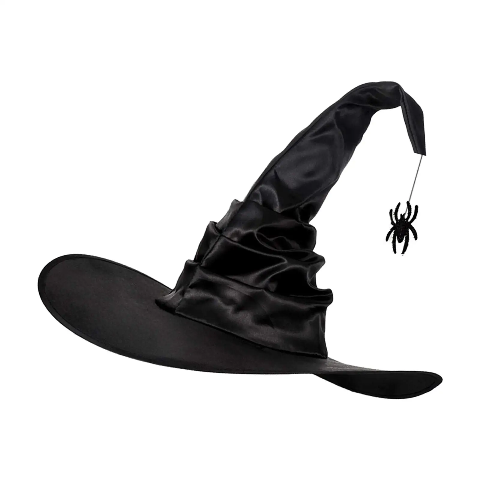 Cosplay Hat Modern Sorceress Hat Photo Props Black Character Wide Brim Witch Women Hat for Halloween Fancy Dress Masquerade Unisex Adult