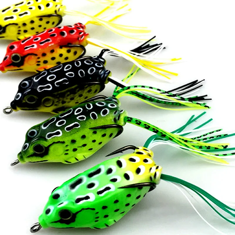 5Pcs Fishing Soft Toad Frogs Bass Fishing Lure Baits Hollow Body Water Frogs Fishing Tool Color Random
