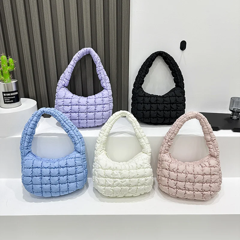 Cloud Bag New Wrinkled Dumpling Bag Puff Down Bag Versatile Lightweight Handheld Single Shoulder Underarm Women's Bag_voghion.com