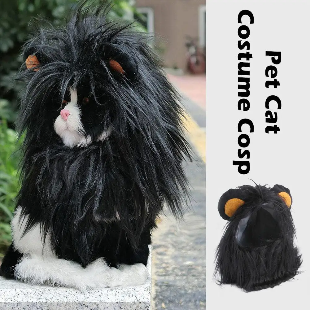 Cute Lion Mane Cat Wig Hat Pet Clothing Paired With Costumes Pet Parties Interesting Fancy Dog Role-playing Clothing G6J6