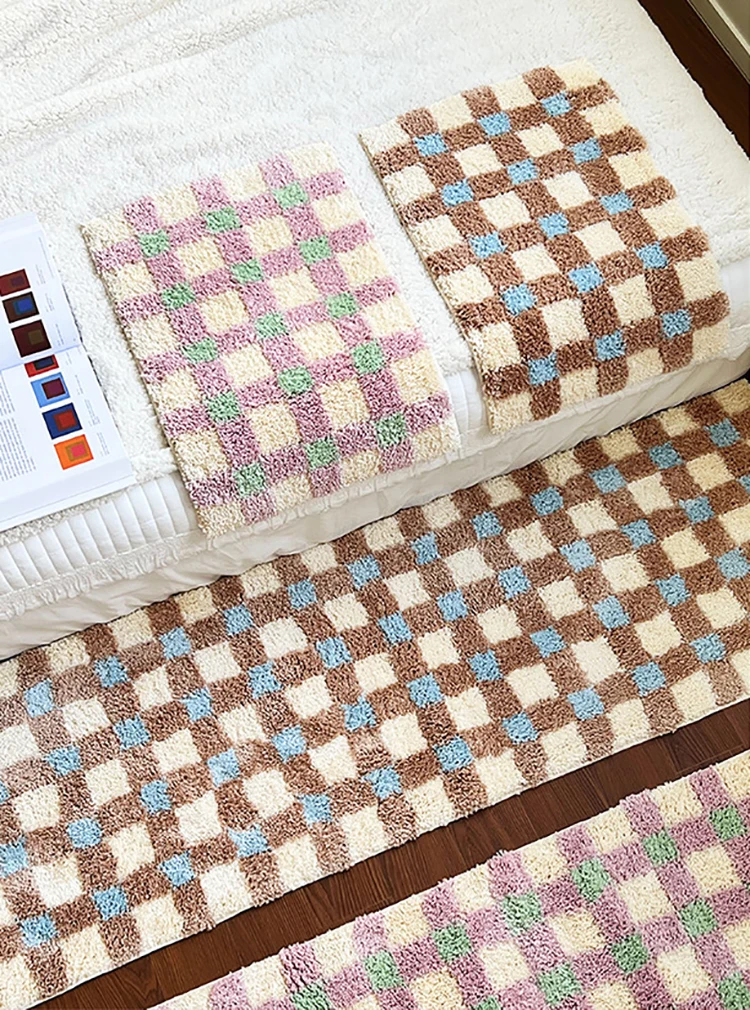 Long Tufted Grid Soft Living Room Carpet