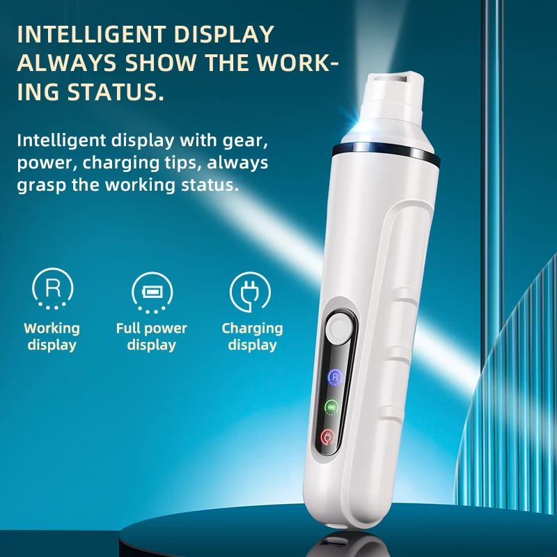 Painless Cat Dog Nail Grinder Pet Paw Nail Shaver Grooming Polisher LED Light