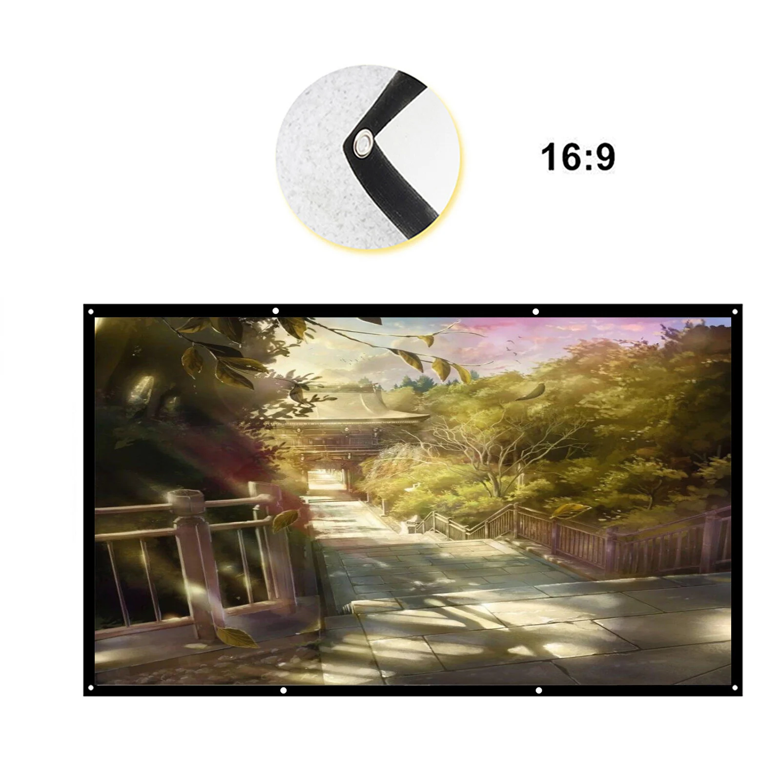 Projector Screen 60-150 inch white soft screen easy to clean and move supports double-sided projection