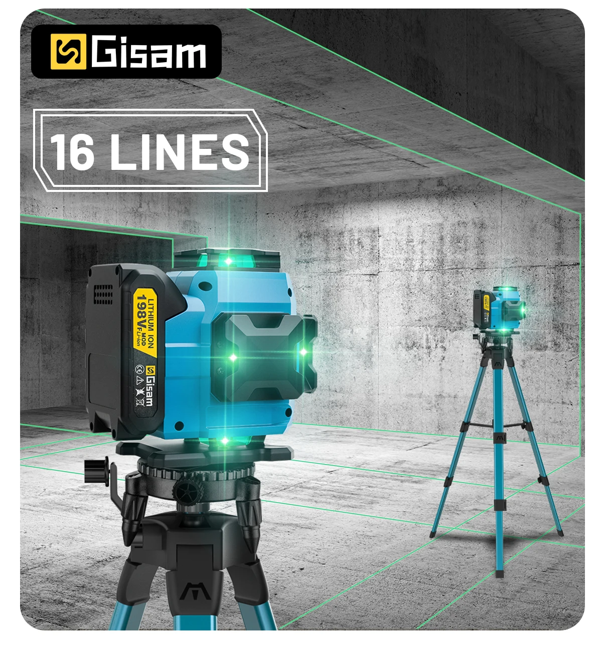 16 Lines 4D Laser Laser Level Self-leveling Powerful Green Beam 360 Horizontal a