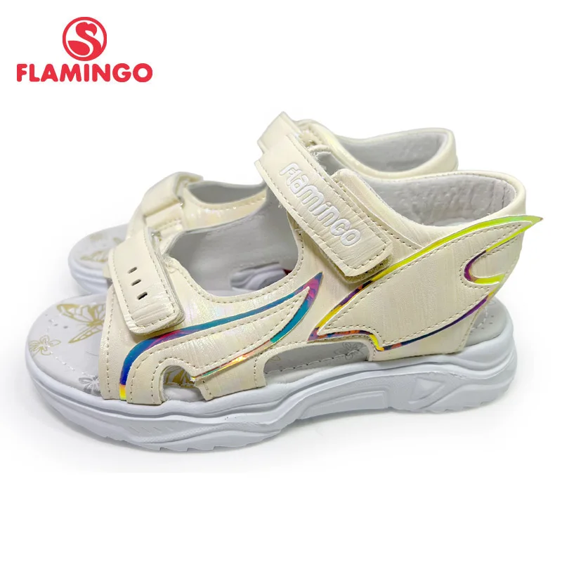 

FLAMINGO Summer Children Shoes Fashion Kids Sandals For Girls 27-32 Fly Webbing Peep-Toe Beach Kids Girl Shoe