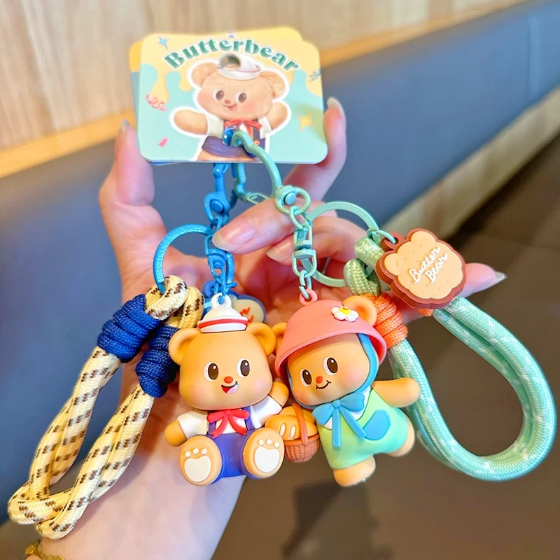 Butter Bear Keychain Tennis Cartoon Dolls ex Exquisite Bookbag