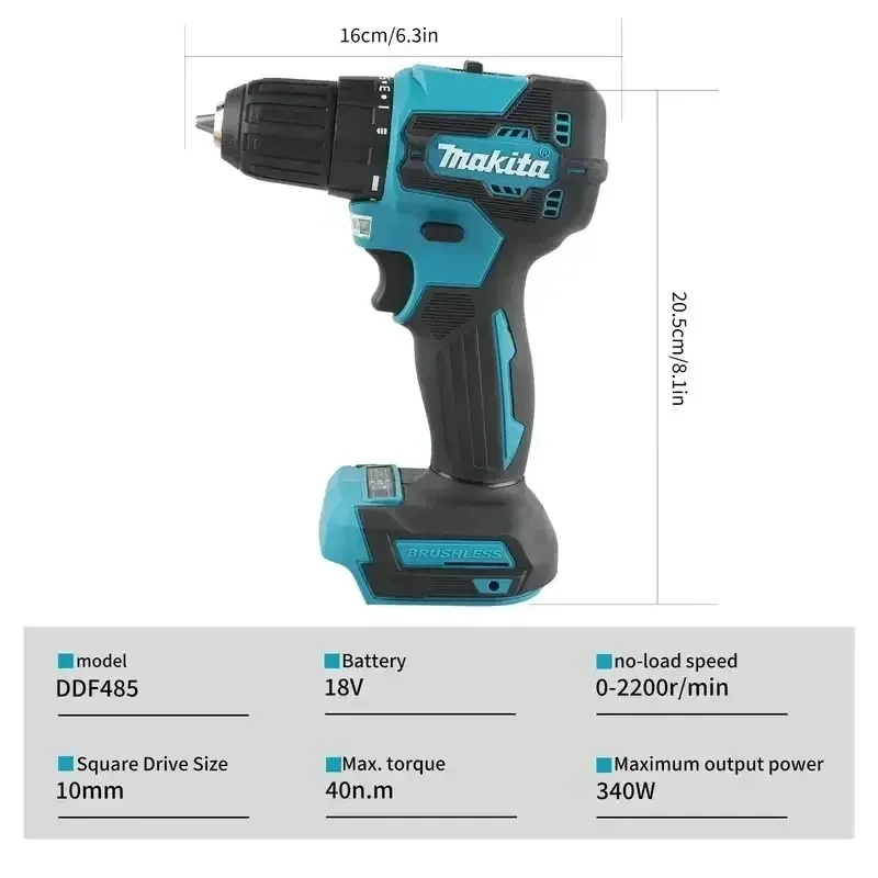 마키타 DDF485 10MM 충전식 LXT 컴팩트 다기능 스크루드라이버 임팩트 브러시리스 무선 드라이버 드릴 전동 공구