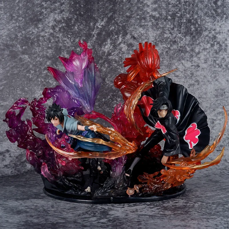 

Anime Peripheral Tempestuous God of Valour flame Naruto Figure Uchiha Itachi Uchiha Sasuke Action Figure Collectible Model Toy