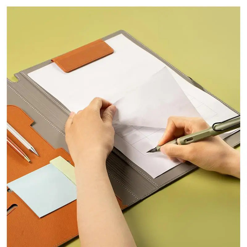 A4 Leather Magnetic Clipboard Organizer with Compartments