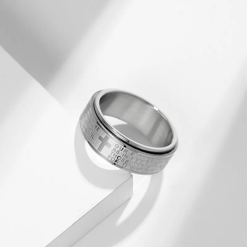 Anello Biblico Con Croce Di Preghiera, Ornamento A Mano In - Foto 8