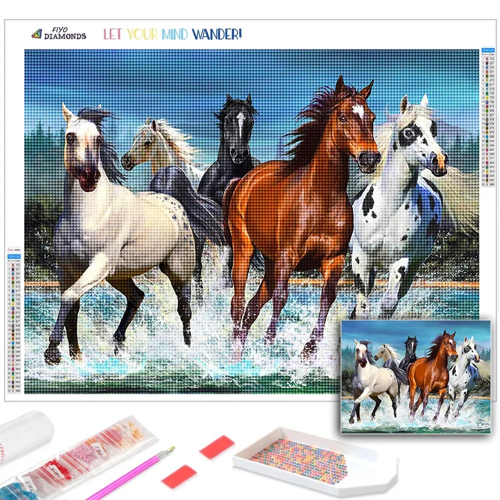 Diamond Painting Horse Mosaic Art Diamond Embroidery Animal Full Square  Picture Rhinestones Cross Stitch Home Decor cuadros