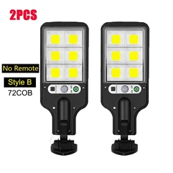 Enhanced Solar Outdoor LED Wall Lamp with Motion Sensor for Garden and Garage Lighting (72COB 2PC no remote)