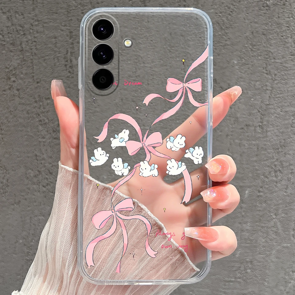 Pink Star Dinosaur Creative Silicone Clear Phone Case - Durable Bumper Housing Design
