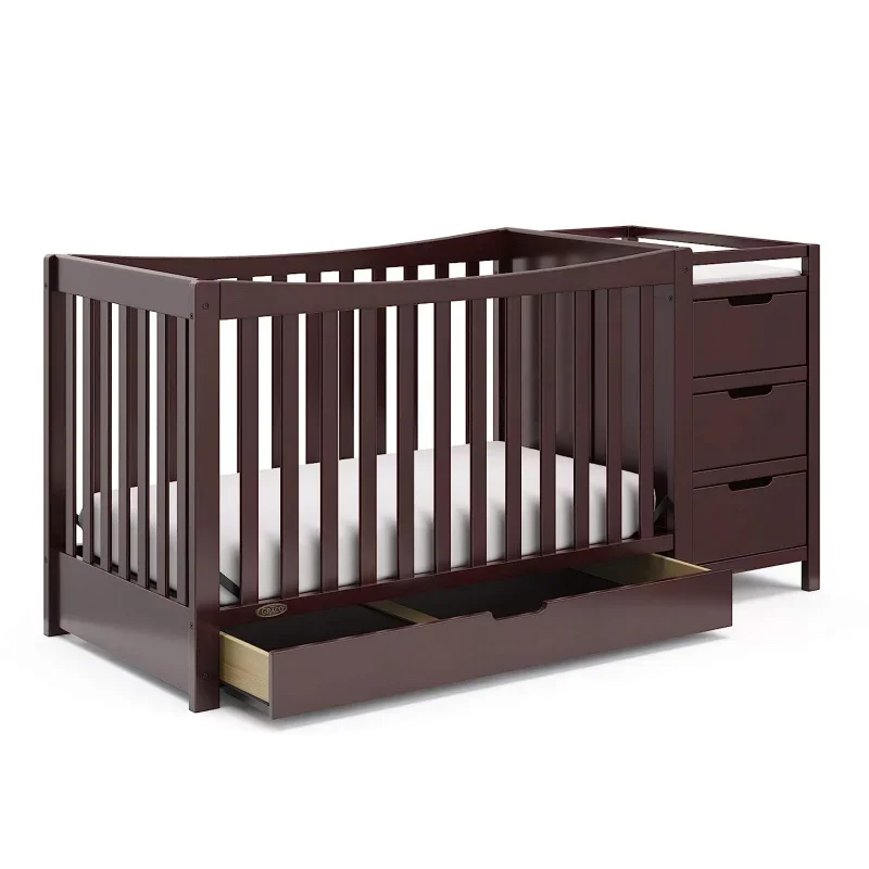 Remi 4-In-1 Convertible Crib & Changer With Drawer (Espresso) &ndash; GREENGUARD Gold Certified, And Changing-Table Combo, I