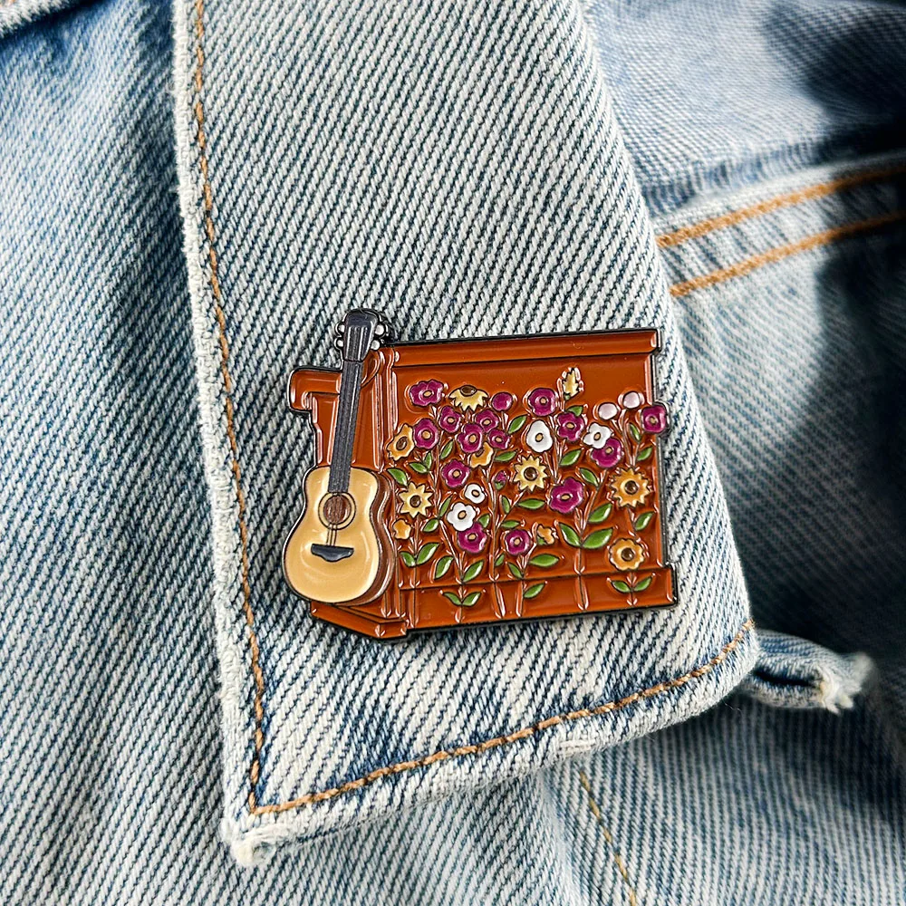 Eras Tour Surprise Songs Piano Guitar Enamel Pin Floral Piano Badge Singer Fan Gift Collection Souvenir Concert Accessories - 3