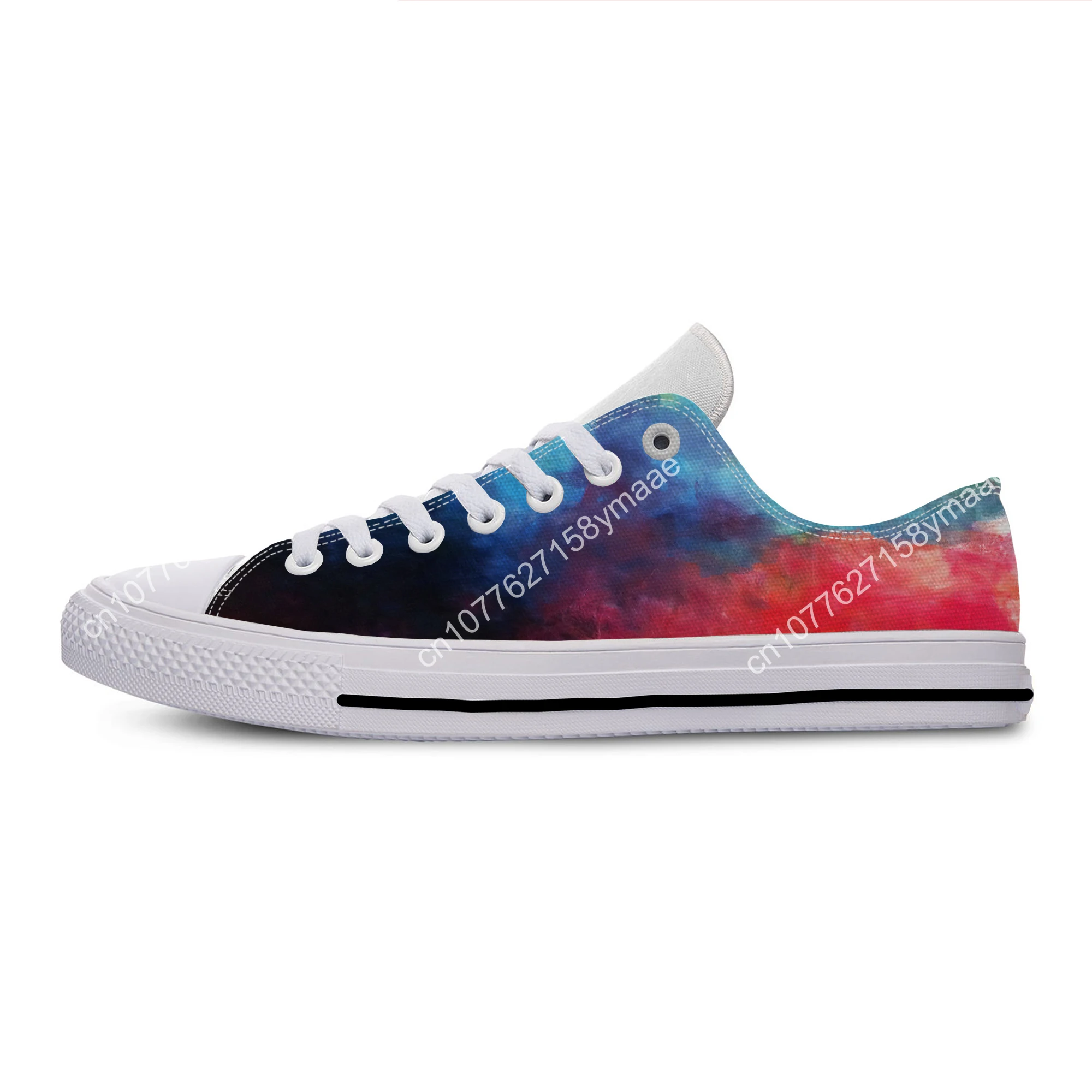 Hot Summer Abstract Multicolor Waves Digital Art  Lightweight Classic Flat Canvas Shoes Men Women Casual Breathable Sneakers