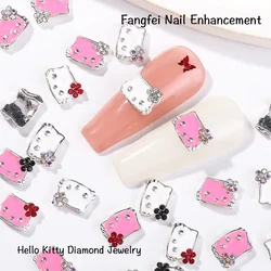 10pcs Cute Cat Nail Art Decorations Supplies 3D Color Rhinestones Luxury Nail Kawaii Charms Metal Alloy Cat Jewelry For Manicure
