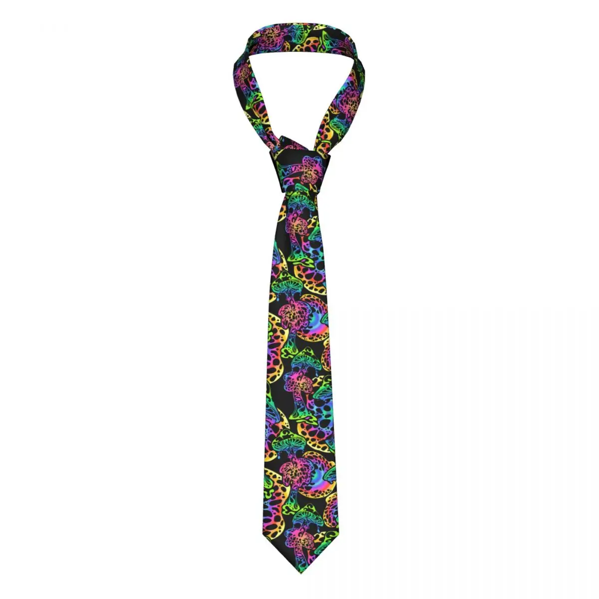 

Psychedelic Magic Glowing Mushrooms Necktie Men Fashion Polyester 8 cm Wide Neck Tie for Mens Accessories Cravat Party