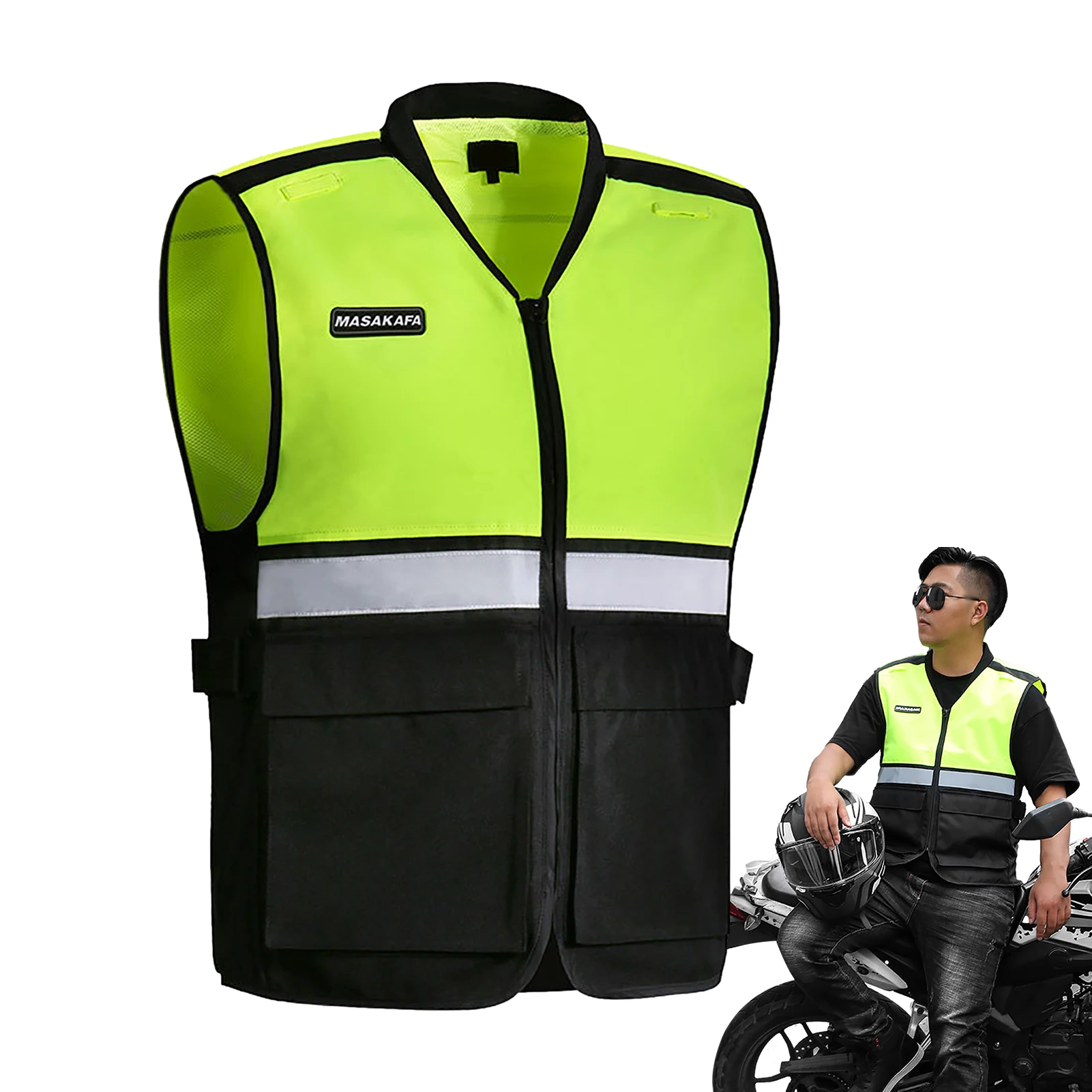 Reflective Straps Safety Vest Motorcycle Highlight Safety Vest Night Riding Fluorescent Vests Cycling Running Oxford Cloth