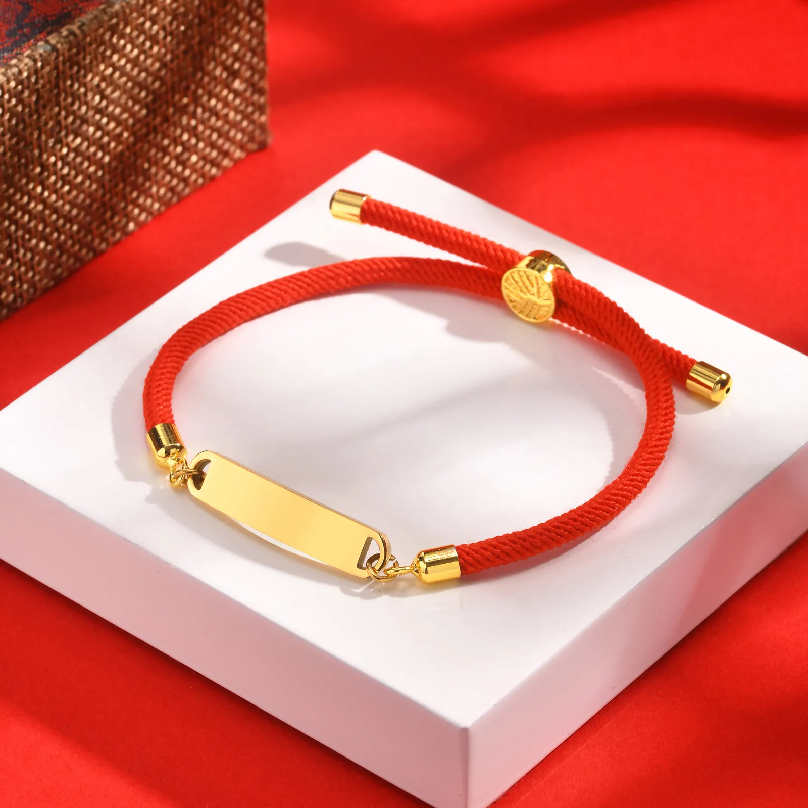 Personalized String Rope Name Bar ID Bracelets, Engraving Text