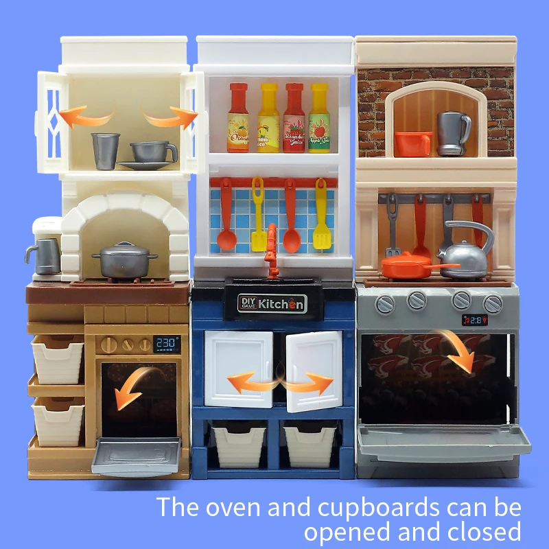 DIY Kid Play House Simulation Kitchen Pretend Toys Kitchenware Lighting and Sounds Cooking Game Set Children Fun Educational Toy 3