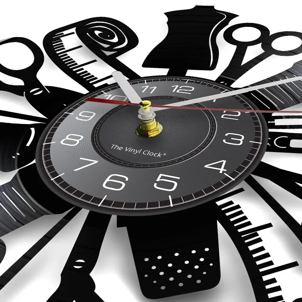 Sewing Machine Quilting Tools Vinyl Record Wall Clock Tailor Seamstress Sign Modern Hanging Decor Timepiece Led Watch Light,digital wall clock