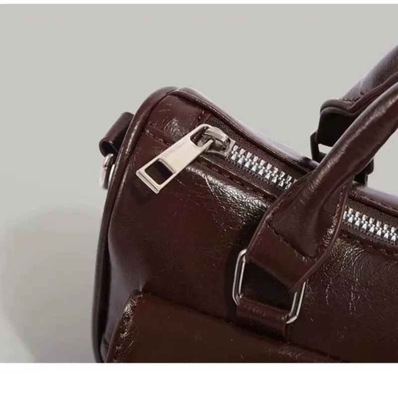 JIAERDI Retro Handle Coffee Bowling Bag For Women Pu Leather Pocket Y2k Bags Ladies Vintage Messenger Bag Luxury Designer Bags