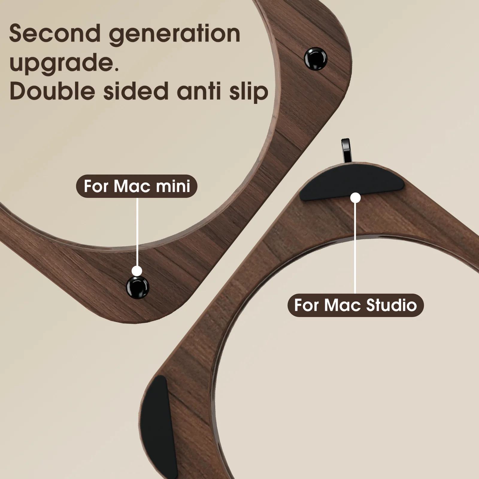 Mac Mini M4/M4 Pro 2024 용 나무 호두 데스크탑 브래킷 방진 냉각 미끄럼 방지 스탠드 홀더 액세서리