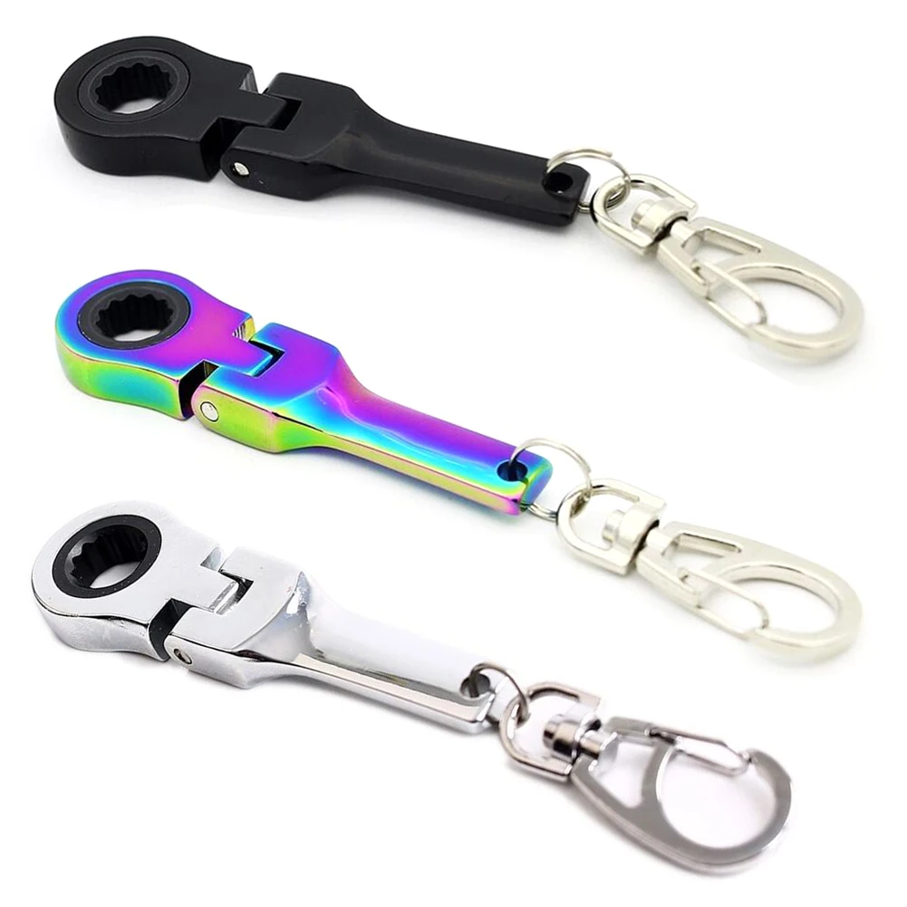

Portable 10mm Ratchet Wrench Mini Shaped Metal Racing Keychain Key Chain Ring Keyring Metal Car Accessories