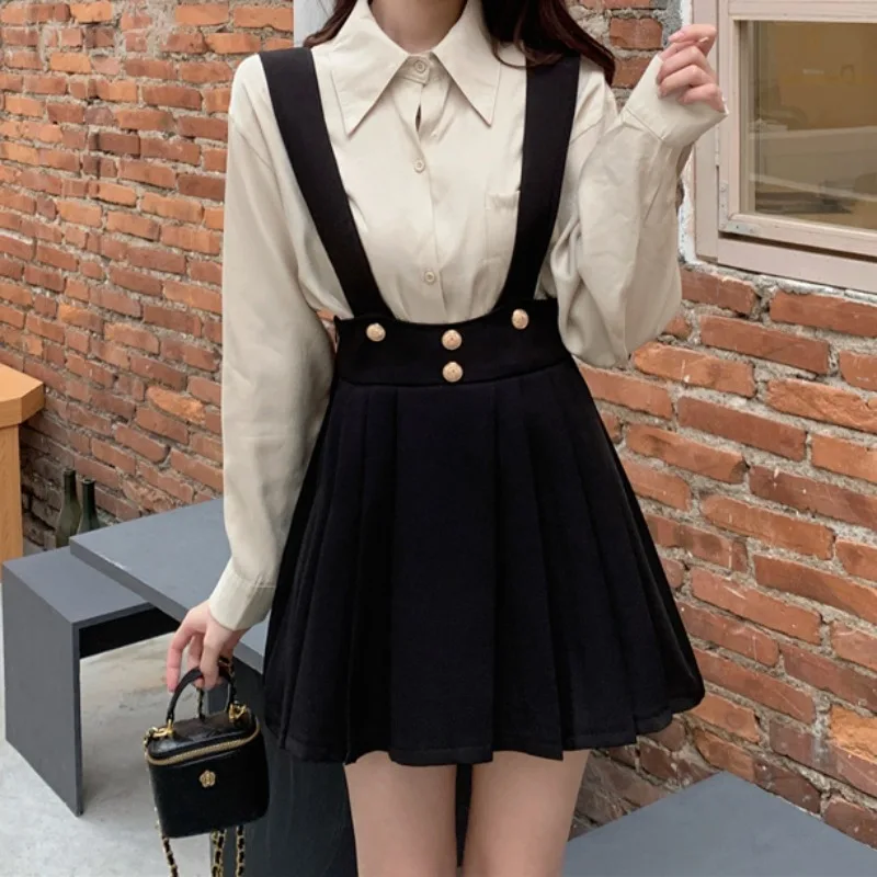 

Pleated Skirts Women Strap Mini Design Preppy Fashion Girlish Japanese Style Kawaii Young Elegant Harajuku Retro Ins Summer New