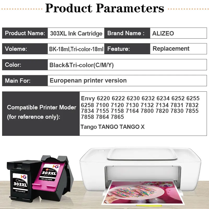Replacement 303XL Compatible Ink Cartridge HP 303 XL HP303 Envy 6220 6230 6232 6234 7130 7134 7830 7855 Printer printer supplies inkjet ink cartridge ink cartridge