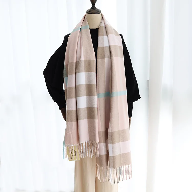 2024 New Plaid Cashmere Scarf for Men and Women Autumn and Winter British Style Thickened Warm Fringe Luxury Shawl Scarf