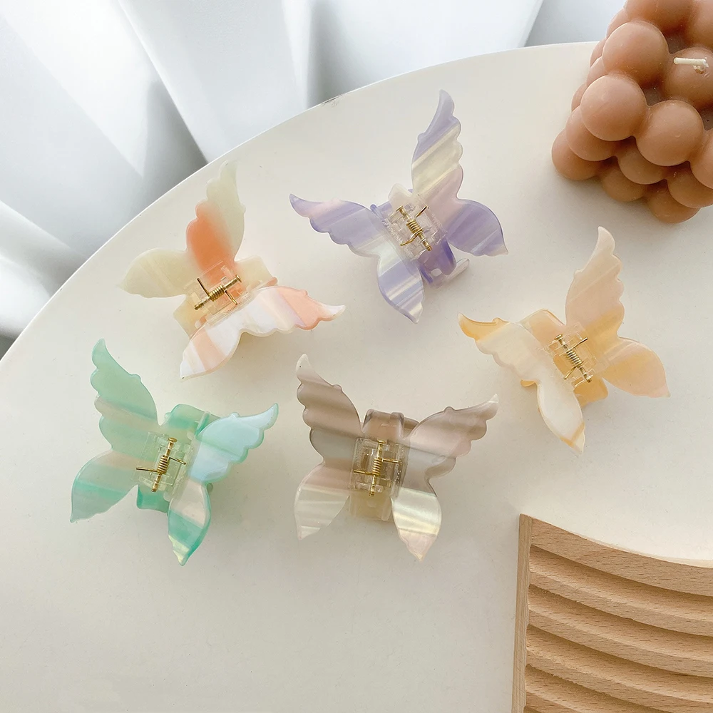 

Korea 2022 Fashion New Colourful Butterfly For Women Girls Hairpins Accessories Acrylic Acetate Pretty Hair Claw Clip Headwear