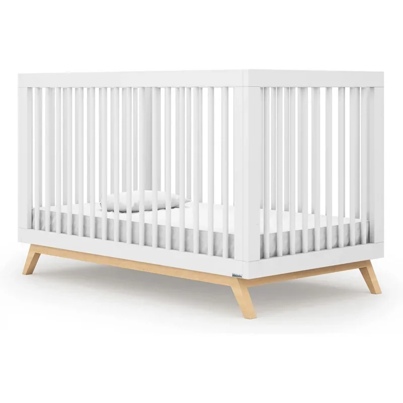 Baby Soho 3-in-1 Convertible Crib &ndash; Made in Italy, GREENGUARD Gold, AdjustableHeight, Solid Beechwood &ndash; Baby-Safe Fini