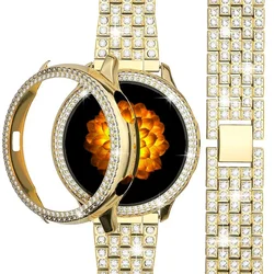 Elegant Diamond Metal Bracelet Strap Case Protector for Galaxy watch 5 40mm (Gold)